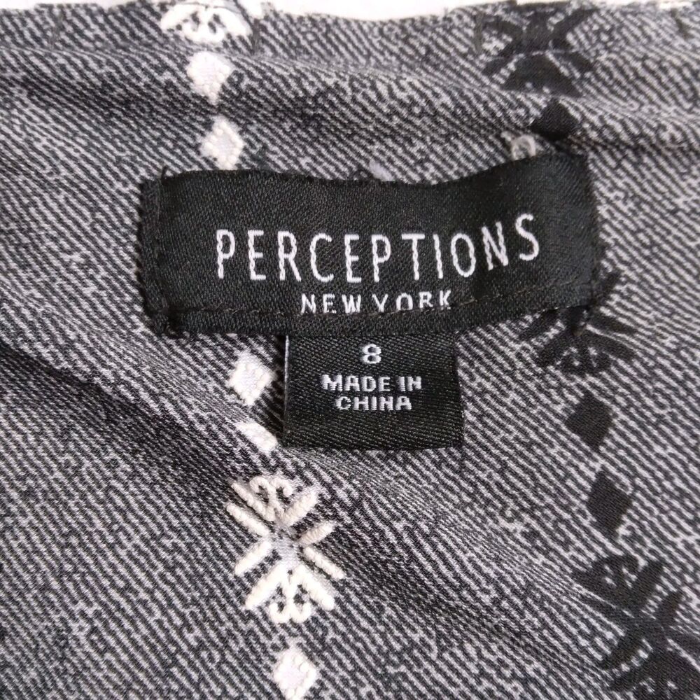 Perceptions New York Black White Yellow Dress Pleated Sleeveless Career Size 8 - Picture 5 of 10